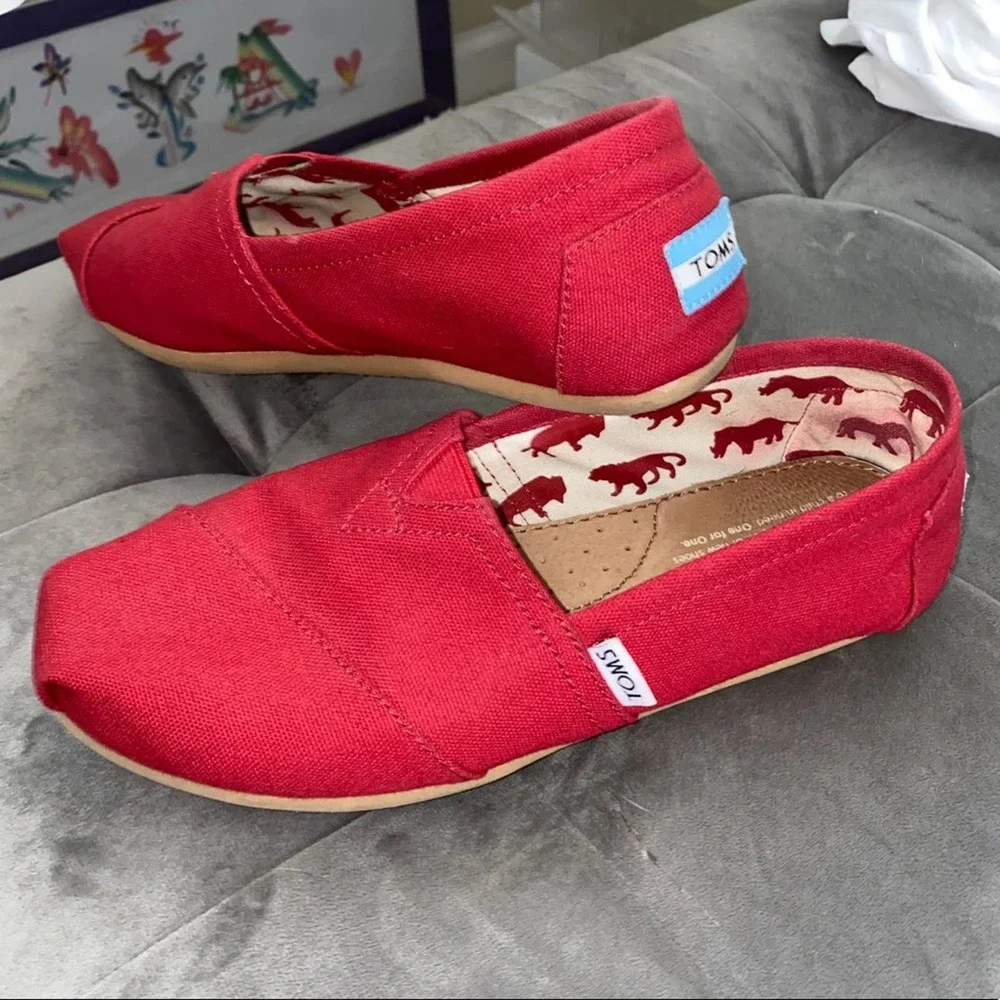 Toms Red Classic Canvas Slip-on Shoes